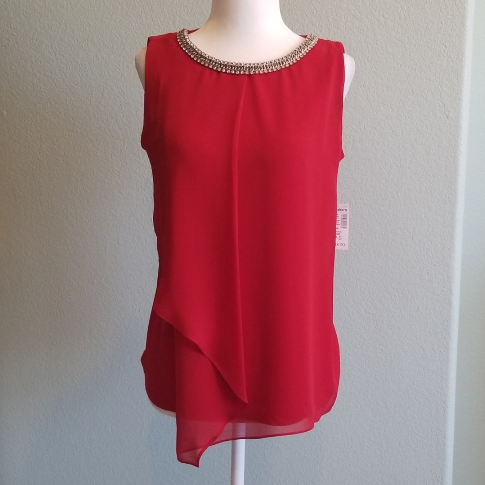 Elegant Red blouse with beautiful neckline detail